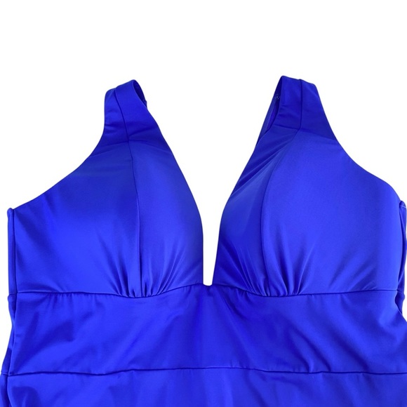 Lane Bryant Lightly Lined No-Wire Plunge One Piece Swimsuit 28 Purplish Blue - Picture 3 of 8